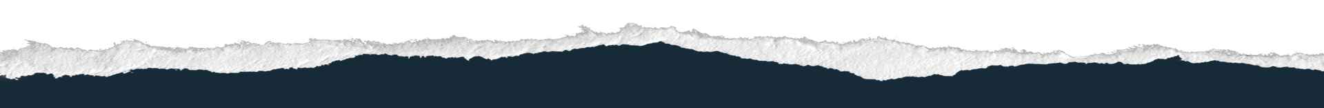 Stylized torn paper divider with a rugged edge, featuring a white upper section and a deep dark blue lower section, creating a clean and impactful transition for the Metal Ninja Studios website.